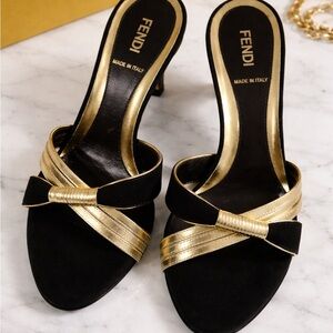 FENDI Vintage Y2K Leather Mule Heels – Brand New, Never Worn – Made in Italy